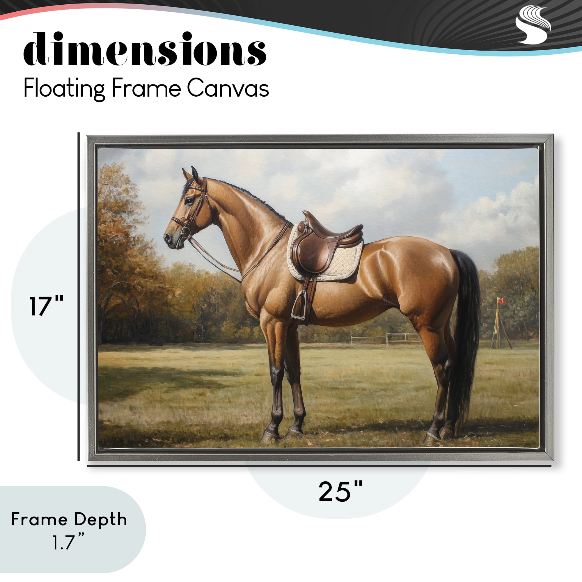 Stupell Industries Show Ready Horse with Saddle Gray Framed Floater Canvas Wall Art, design by Petal Prints Design