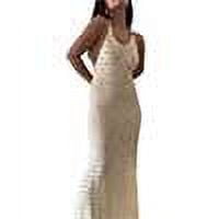 Womens Sexy Back Tie Dress Long Crochet Hollow Maxi Beachwear Rest Resort Outfits Nightclub Sleeveless Party Dresses