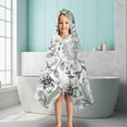 thumbnail image 6 of Gray Pioneer Flower Pattern Hooded Bath Towel，50"x30" for Ages 3 To 12 Kids, Quick Dry Lightweight Soft Microfiber Hood Beach Towel Cover Up for Kids, 6 of 7