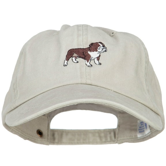 Bulldog Embroidered Washed Cotton Twill Cap - Stone OSFM