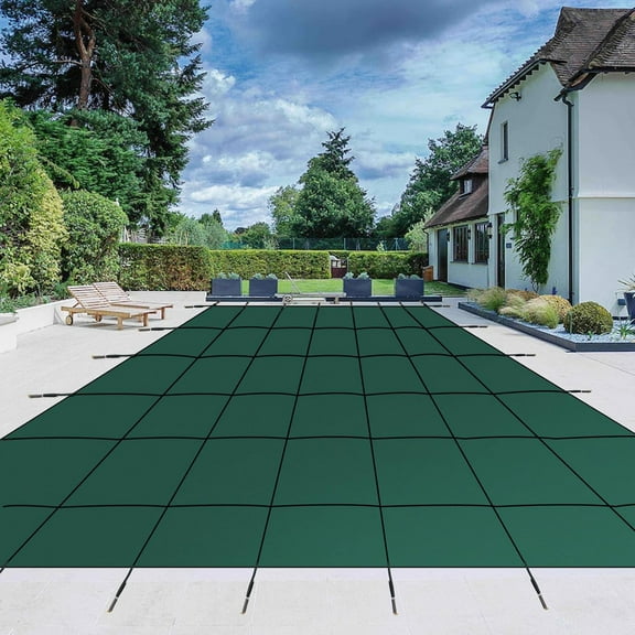 M optimized Pool Safety Cover Fits 18x36ft Inground Pool, Ultra-Dense Rectangle Pool Cover Green Mesh SolPool Safety Net and Installation Tools, Safety Pool Cover w/Anchors, Size 20x38ft