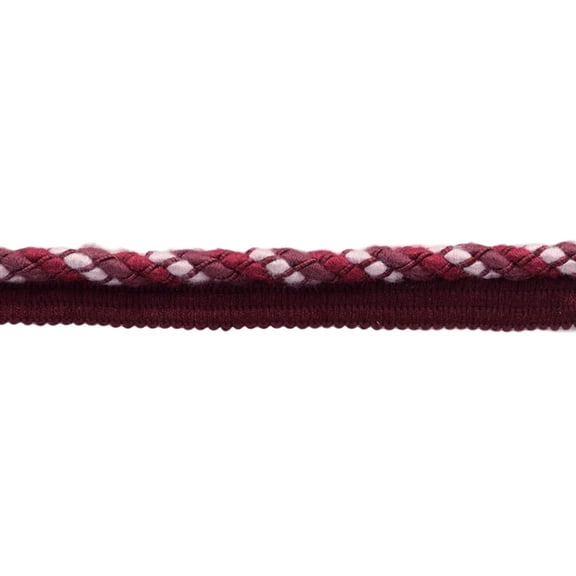 3/8" (1cm) Marrakesh Collection Decorative Twisted Rope Cord with Lip | Cord Trim # 0038RW,, Holly Red #VL01 (Wine Red, Pine Green, Pure White) 5 Yards (15 ft/4.5m)