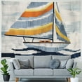 thumbnail image 4 of Orinice Sailboat Water Blue Stripe Tapestry Wall Hanging Unique Style for Home Decor Art in Living Room Bedroom Apartment Farmhouse Dorm 50x40inch, 4 of 6