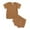 Brown, variant on Tkrady Toddler Outfits for Girl Summer Ribbed Soild Short Sleeve Tee Top Shorts Set, Sizes 0-4 Years