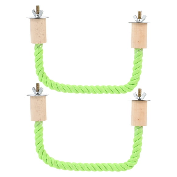 GOOHOCHY Varillas de percha para pájaros y mascotas, cuerda de algodón, juguetes para loros y pájaros, barras de soporte para loros (verde), 2 uds.