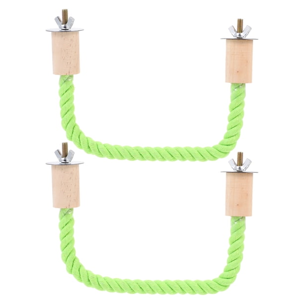 GOOHOCHY Varillas de percha para pájaros y mascotas, cuerda de algodón, juguetes para loros y pájaros, barras de soporte para loros (verde), 2 uds.