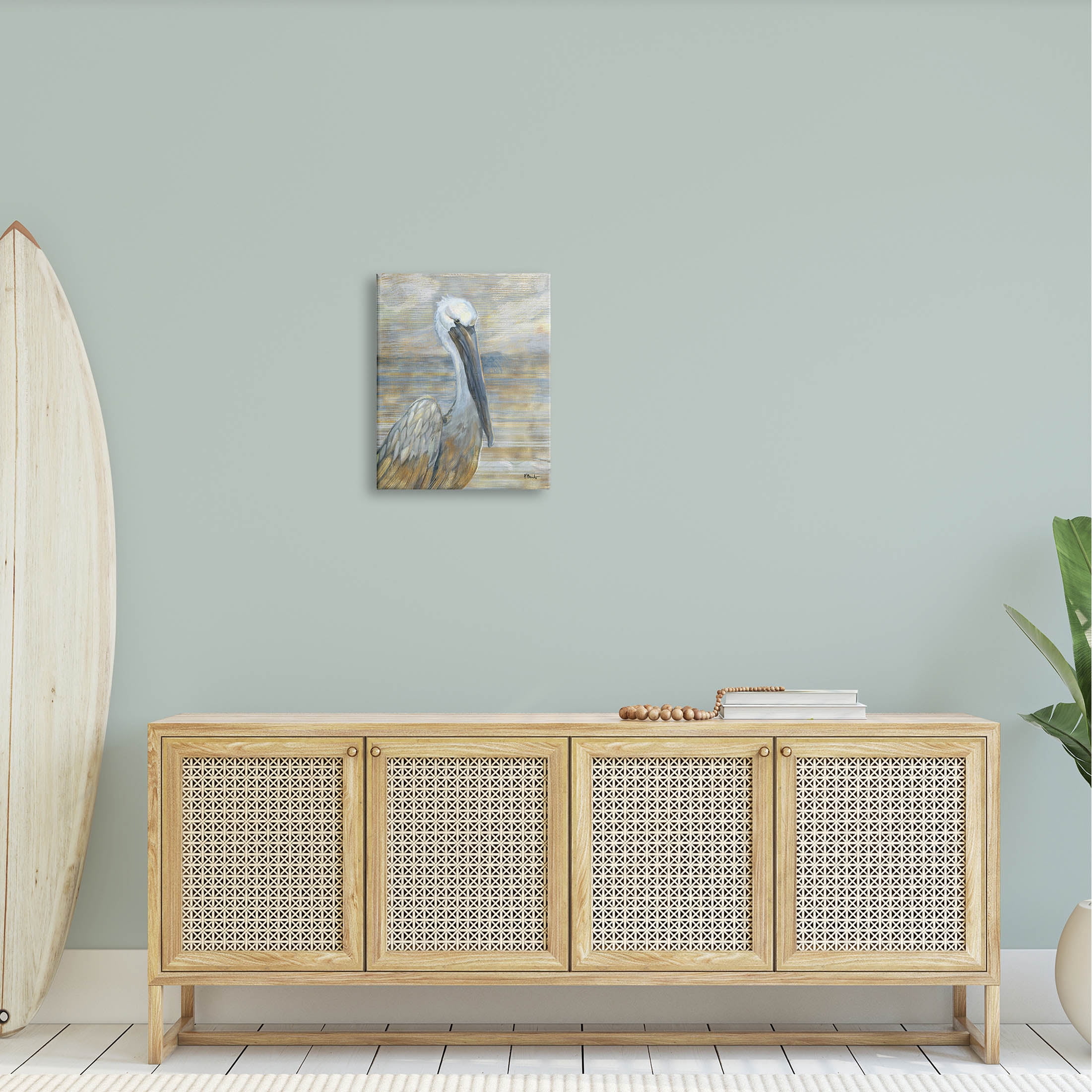 Stupell Industries Coastal Pelican Bird Abstract Portrait Painting Gallery Wrapped Canvas Print Wall Art, Design by Paul Brent