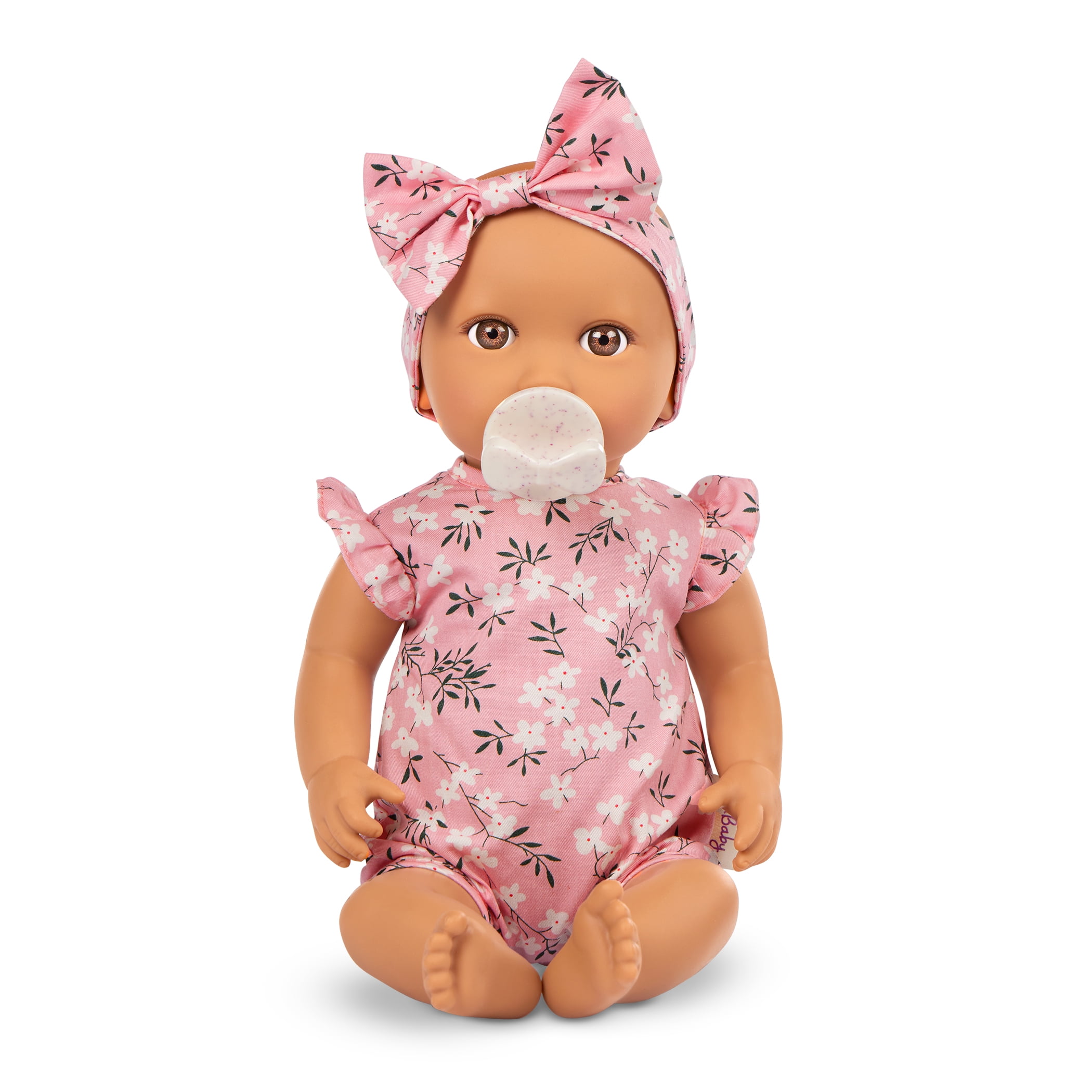 LullaBaby Baby Doll - Floral Outfit Brown Eyes & Olive Skin Tone, Lullababy Baby Doll - Floral Outfit Brown Eyes