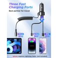 thumbnail image 4 of Cargador de coche USB C, cargador de coche súper rápido de 55 W, 3 puertos PD y QC3.0 con cable tipo C en espiral súper rápido de 5 pies y 30 W, cargador de coche para Samsung Galaxy S22/21/iPhone/Go, 4 of 5