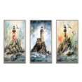 thumbnail image 2 of Designart "Watchtower Overlooking the Ocean VI" Coastal Framed Wall Art Set Of 3 - Grey Coastal Frame Gallery Wall Set For Home Decor, 2 of 7