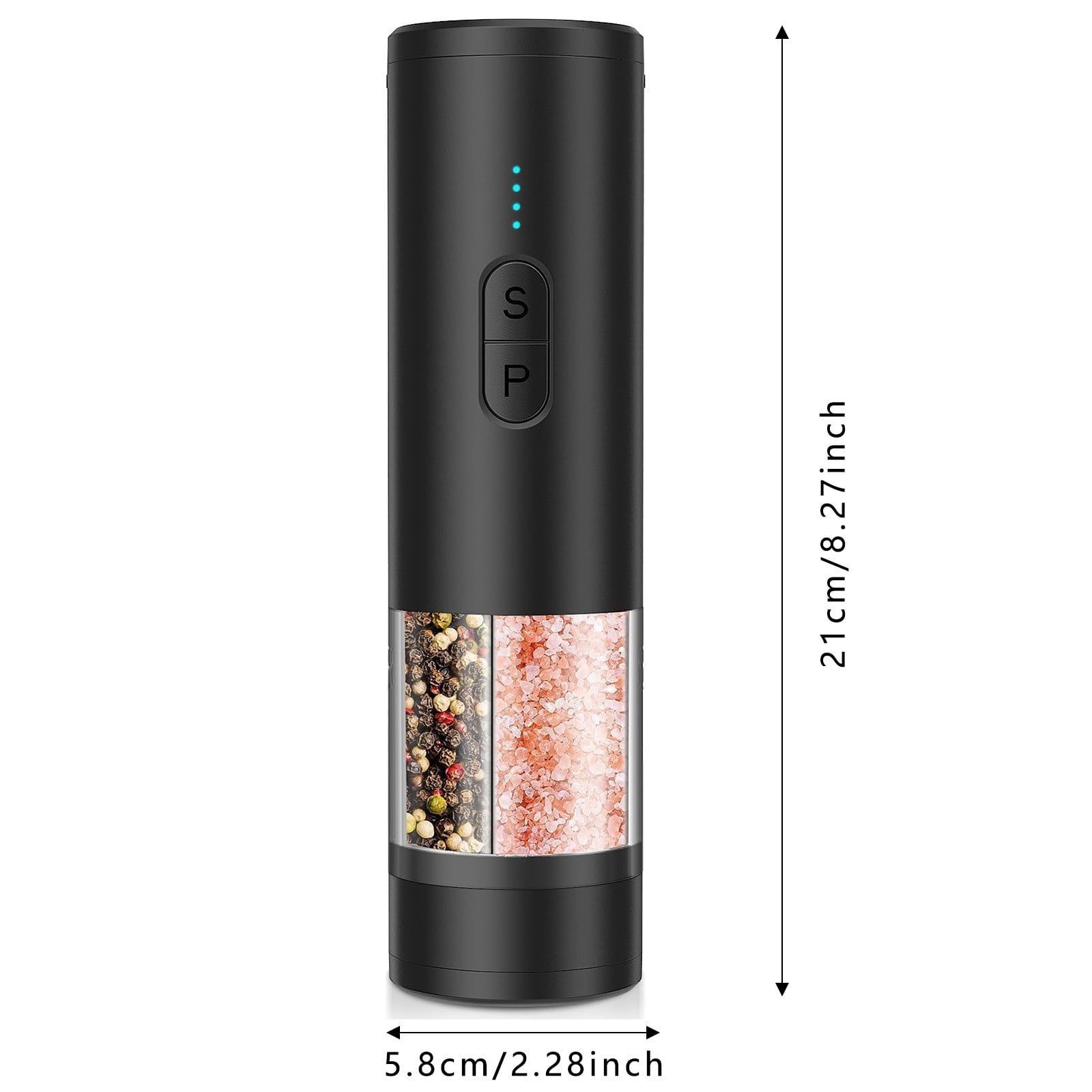 Seasoning And Pepper Grinder Set 2 In 1 USB Rechargeable Automatic And Pepper Mill Shakers With LED Light Battery Display Adjustable Coarseness Ideal For Kitchen