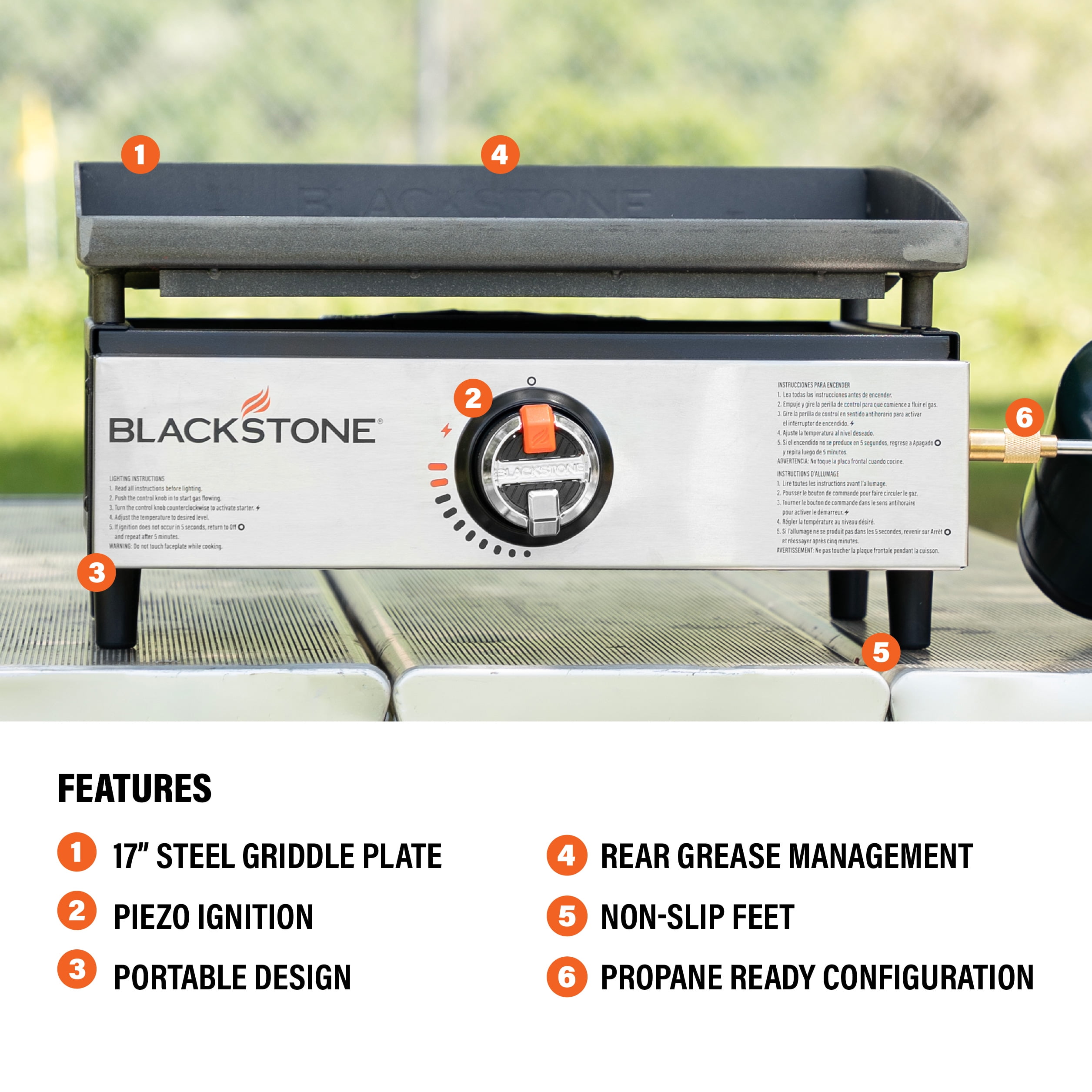 Blackstone 17” Original Tabletop Griddle with Stainless Steel Front Panel