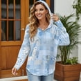 thumbnail image 3 of DISNIMO Floral Printed Shirts for Women Trendy Long Sleeve Hoodies V Neck Sweatshirts Waffle Tunics Top for Fall Winter, S, 3 of 7