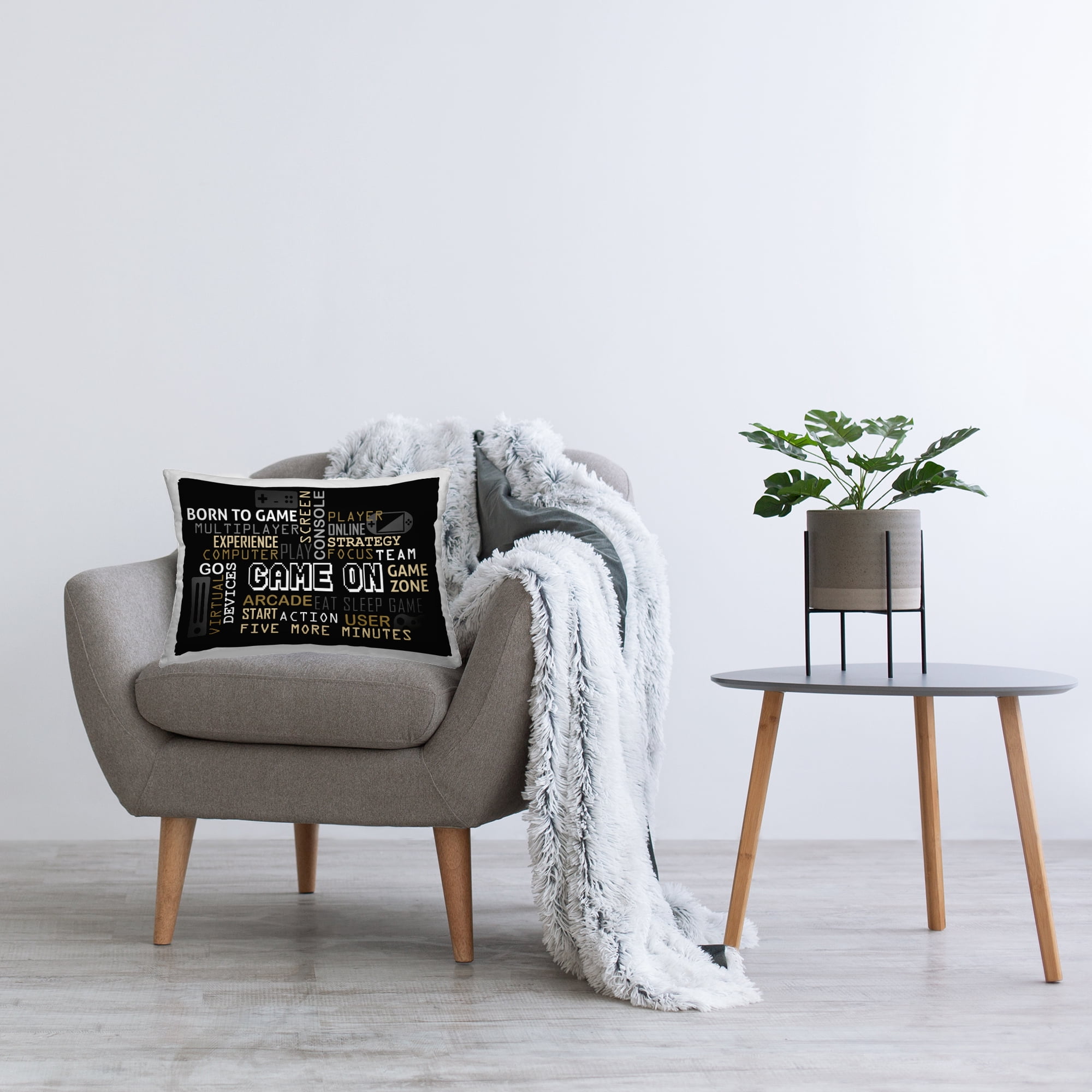 Stupell Industries Game On Gamer Typography Decorative Printed Throw Pillow, design by Kim Allen, 14 x 7 x 20