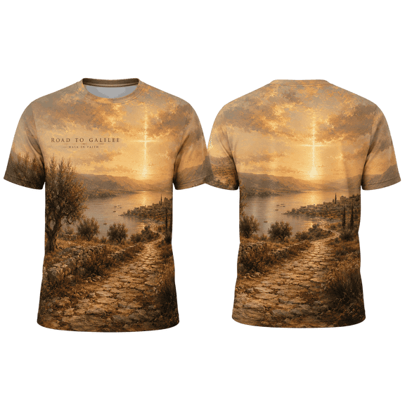 Lotusprint LLC 2D Print Biblical Lake Unisex T-shirt 3D, Scenic Christian Faith Graphic Tee