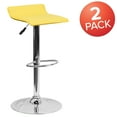 thumbnail image 4 of Flash Furniture 2 Pk. Contemporary Yellow Vinyl Adjustable Height Barstool with Solid Wave Seat and Chrome Base, 4 of 9