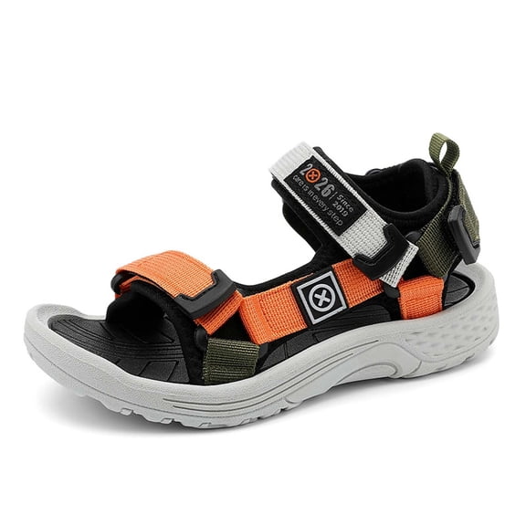 FINALGANG Boys Girls Kids Sporty Adventure Sandals With Multi Adjustable Webbing Straps Lightweight Cushioned Sole Shoes For Outdoor Play Summer Activities Grey 7-8 Years