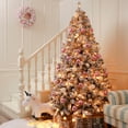 thumbnail image 1 of SHareconn Prelit Christmas Tree 7.5 FT Flocked; Premium Hinged Artificial Christmas Tree with LED Warm White Lights; Reinforced Metal Base & Easy Assembly, 1 of 6