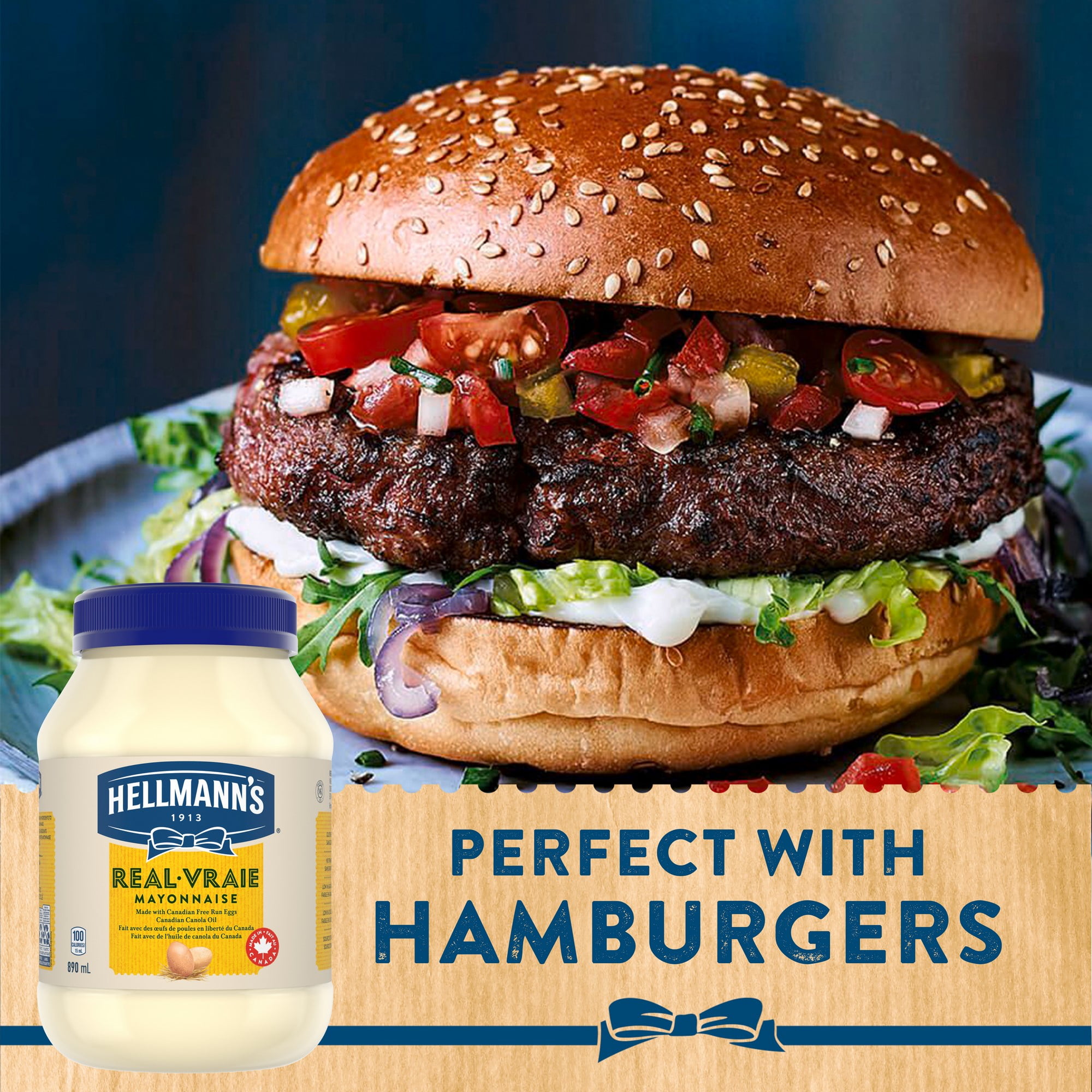 Mayonnaise Hellmann's Vraie 890 mL Mayonnaise