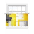 thumbnail image 7 of Yellow Gray Sheer Curtains 45 Inch Length 2 Panels Set, Oil Painting Abstract Modern Geometric Voile Window Treatment Rod Pocket Small Kitchen Curtains Drapes for Bedroom 52"x45"x2, 7 of 7