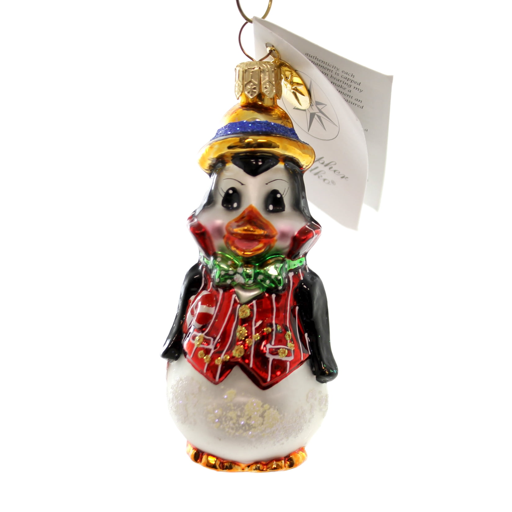 Christopher Radko OUT TO CHILL Blown Glass Ornament Penguin Vest