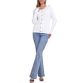 thumbnail image 2 of Suéter Cardigan INSPIRE CHIC para mujer, cuello redondo, con botones, de manga larga, casual, tejido, XS, blanco, 2 of 6