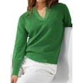 thumbnail image 1 of VISgogo Jersey de punto de otoño invierno para mujer Color sólido Manga larga Solapa Corte en V Suéter VISgogo moda, 1 of 2