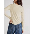 thumbnail image 3 of Diconna T-shirt Femme Manches Longues Col Rond Couleur Unie Hauts d'Automne Mode Urbaine pour Usage Quotidien, 3 of 6