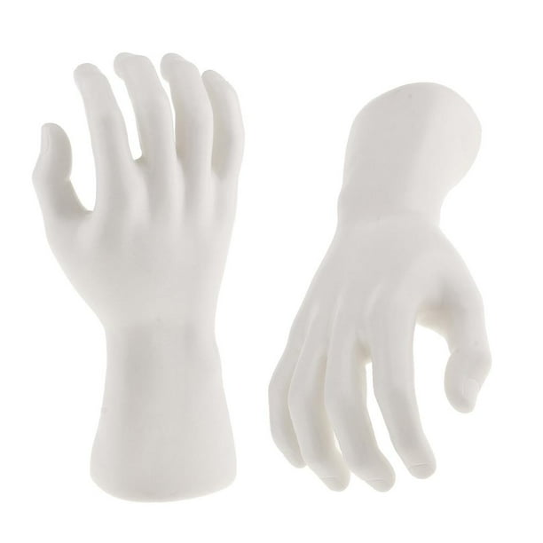 2x Modelo de Mano de Plastico Soledad Mano Masculina Simulada Maniquí de la exhibición de la mano Blanco