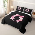thumbnail image 3 of Manfei Watercolor Bow Letter O Quilt King for Girls, Black Pink Initial King Coverlet Set, 3 of 7