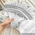 thumbnail image 4 of Cal.King Size Fitted Sheet Set - Sage Green Stripes 3 Piece Bedding Sets 16" Deep Pocket Fitted Sheet with 2 Pillowcases, Modern Simple Floral Lines Rustic Brushed Microfiber Hotel Luxury Bed Sheets, 4 of 9