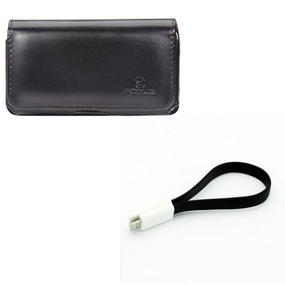 Case Belt Clip w Short USB Cable for iPhone 8/7/6S/6 - Leather Swivel Holster Loops Cover, Charger Cord Power Wire Fast Charge for iPhone 8/7/6S/6 Models