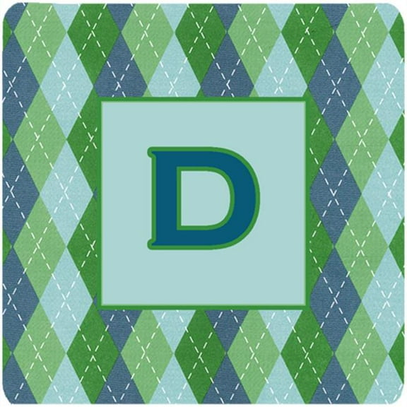 Monogram - Blue Argoyle Foam Coasters Initial Letter D, Set - 4
