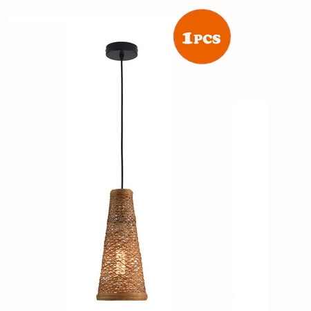 

TFCFL Vintage Plaited Bamboo Chandelier Woven Rattan Pendent Lamp Droplight