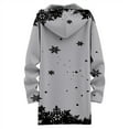 thumbnail image 3 of Womens Jacket Longline Jackets Christmas Print Winter Cozy Lined Full Zip Outerwear for Cold Weather Womens Winter Coat Grey L, 3 of 5