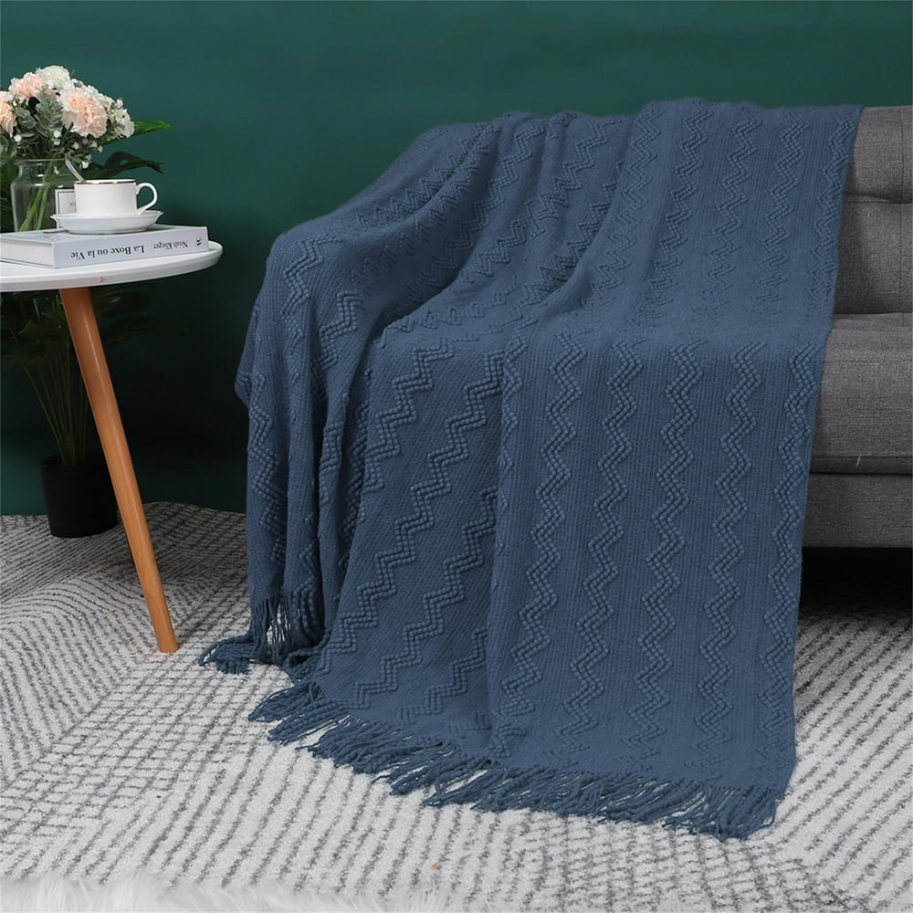 PiccoCasa Soft Tassel Throw Blanket,100 Arcylic Decorative Knitted
