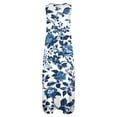 thumbnail image 4 of Uootdi Dresses for Women Floral Print Sleeveless Notch Neck Maxi Length Loose Fit Breathable Sundresses Casual Versatile Dresses Beach Vacation Wear Gift, 4 of 8