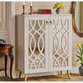 thumbnail image 3 of Mirrored 5-Tier White Modern Shoe Cabinet with Doors, Large Wooden Freestanding 25-Pair Shoe Rack Storage for Entryway, Bedroom, 3 of 6