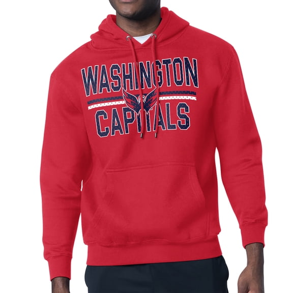 Men's Starter Red Washington Capitals Mesh Look Team Name Logo Tri-Blend Pullover Hoodie