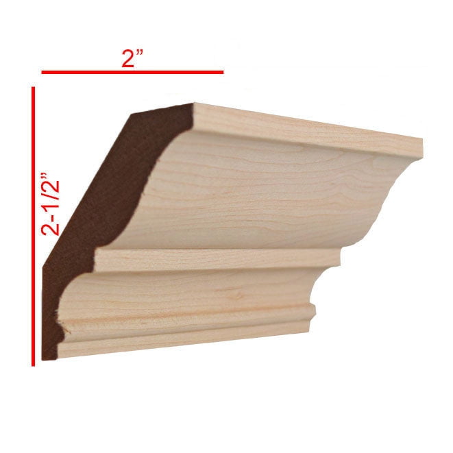 Maple Unfinished Solid Hardwood Crown Moulding Trim, 94 Inches