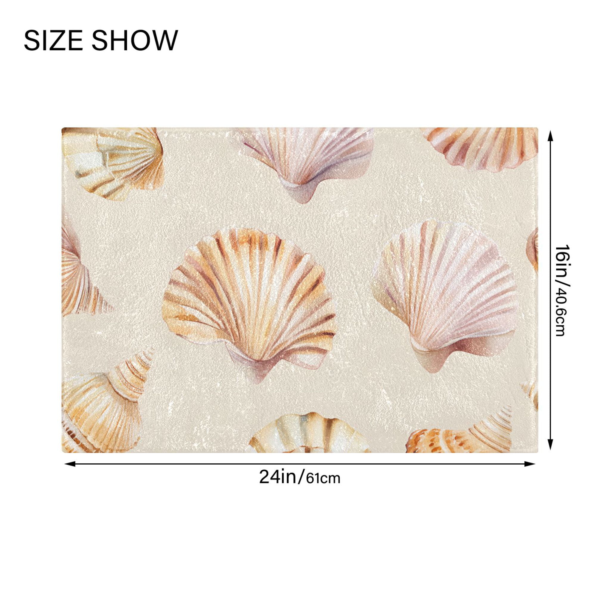 Yayeee Bath Rug for Bathroom Floor Non Slip Rectangle Fluffy Soft Absorbent Mat, 16"x24", Pink Seashell