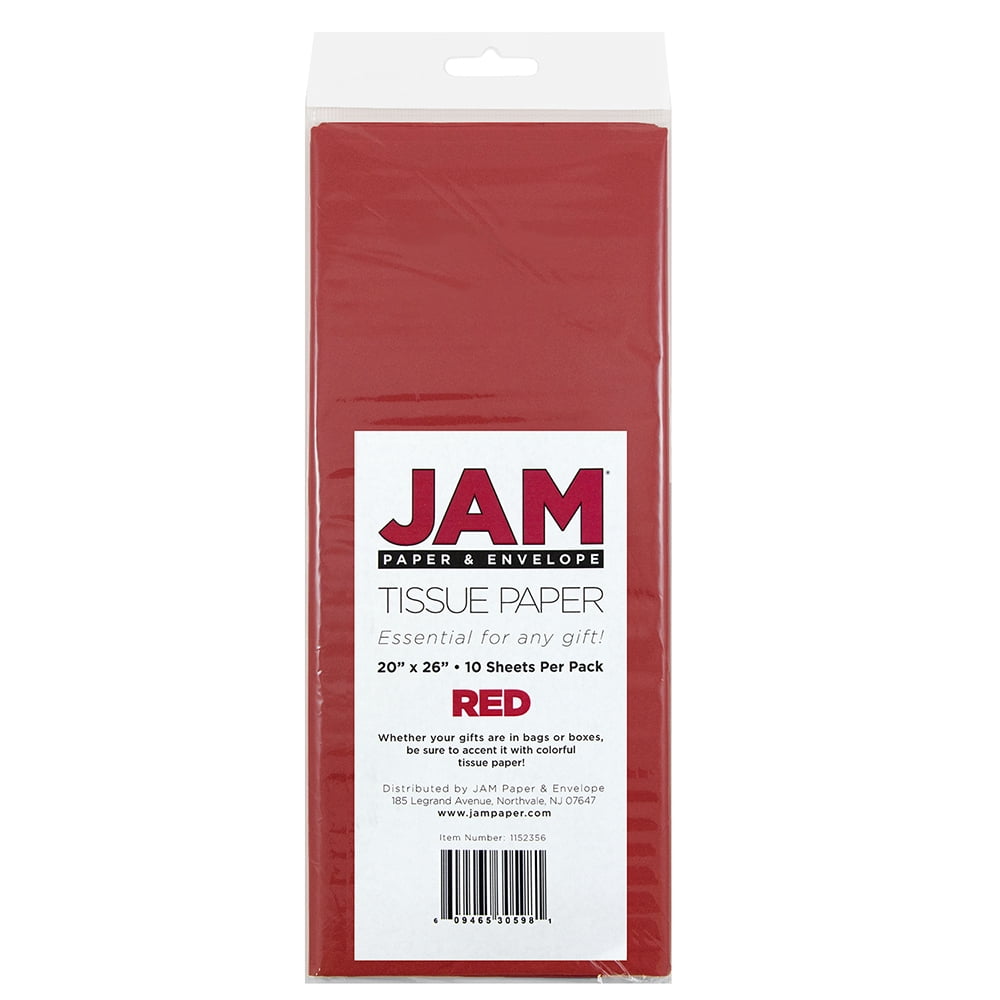 JAM Paper Gift Tissue Paper, Red, 10 Sheets/Pack