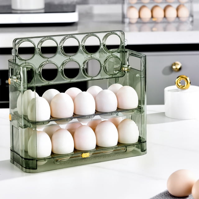 SuoKom Refrigerator Reversible Eggs Shelf, Refrigerator Side Door 3 Layer Eggs Storage Container, Transparent Acrylic Eggs Organizer, Can Store Eggs Storage One