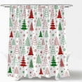 thumbnail image 2 of Christmas Tree Shower Curtain Red Green Xmas Tree Retro Christmas Tree Snowflake Merry Christmas Pine Pattern New Year Rustic Winter Holiday Fabric Bath Curtain Set with Hook, 2 of 4