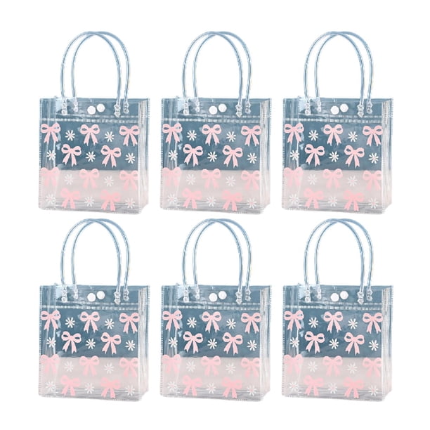 6 Piezas Bolsa de Regalo con Asas PVC Transparente Reciclable para Detalle de Fiesta Porta Bouquet Adecuado para Bodas Fiestas Infantiles Shower