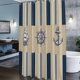 thumbnail image 3 of Summer Nautical Shower Curtains for Bathroom, Ocean Sailboat Rudder Coastal Anchor Stripes Texture Washable Fabric Shower Curtain with Hooks Waterproof Bathroom Decor Sets, 72 x 84 Inches, 3 of 9