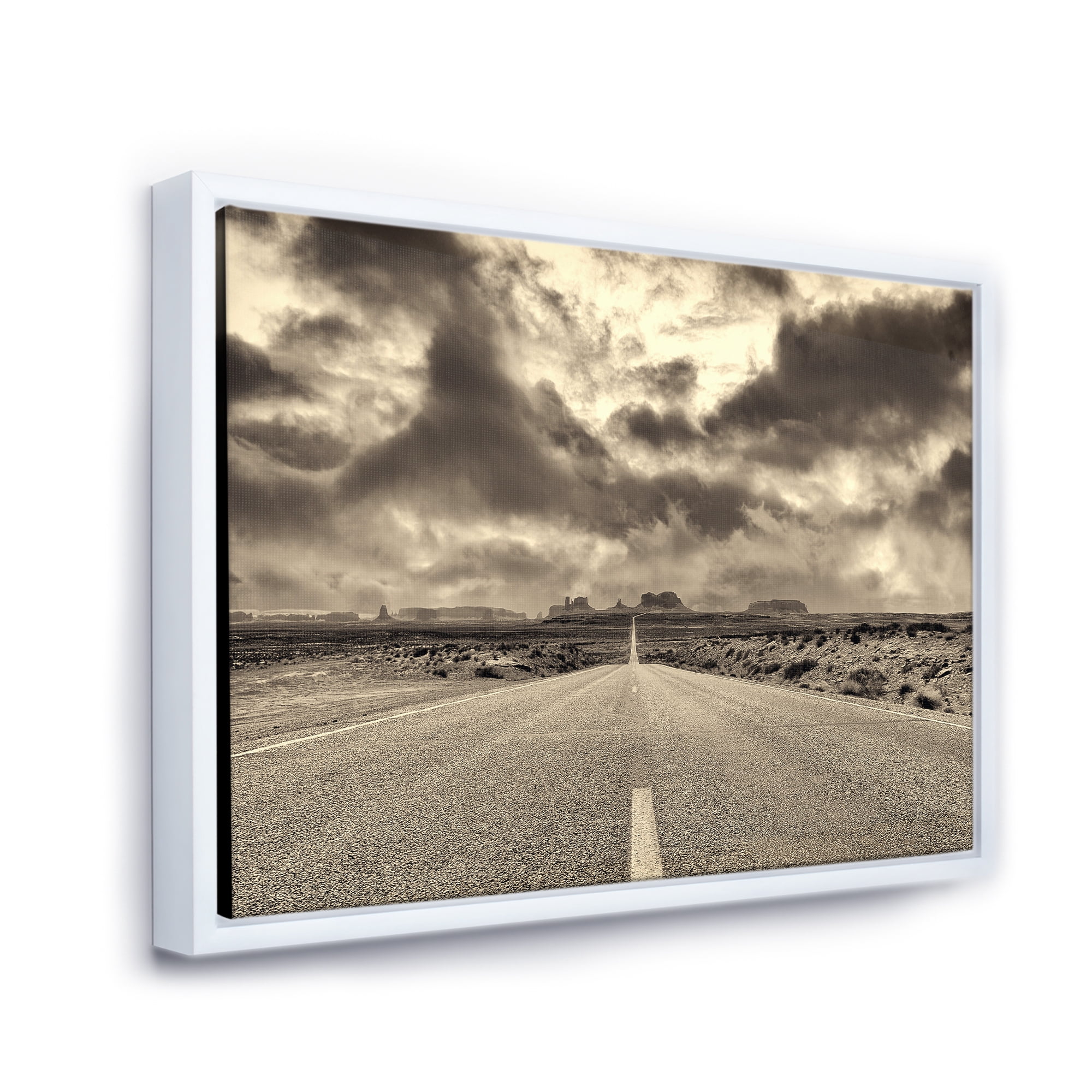 Designart 'The Straight Road To Monument Valley' Traditional Framed Canvas Wall Art Print