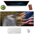 thumbnail image 3 of Bald Eagle on American Flag Mouse Pad 35.4 x 15.7 Inch XXL Full Desk Mousepad Extended Large Non-Slip Rubber Base Waterproof Big Keyboard Mat with Stitched Edges for Gaming and Office, 3 of 6
