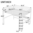 thumbnail image 6 of Queen Size Loft Bed Frame with Charging Station and Desk, Heavy Duty Metal Beds Frame with LED Lighted and Safety Guard Rails & Ladder for Small Space, Easy Assembly, Mattress Not Included, Off White, 6 of 9