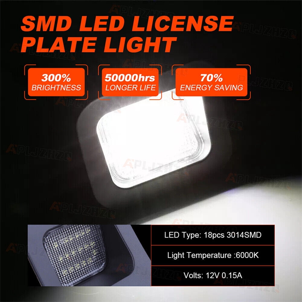 Fits 2003-2018 Dodge Ram 1500 2500 3500 CLEAR LEN+LED Rear License Plate Lights